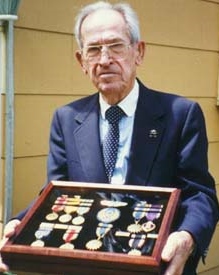 Jack Madlung with his WWII medals