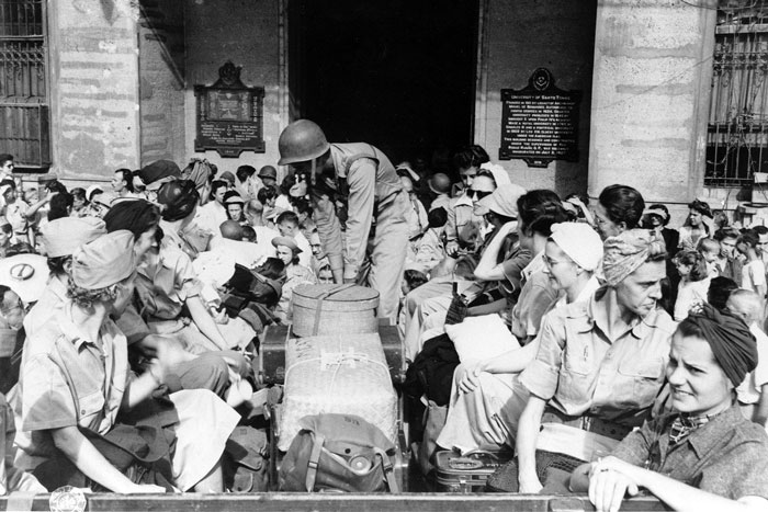 After two and a half years of captivity, nurses known as the Angels of Bataan and Corregidor leave Manila in February 1945.